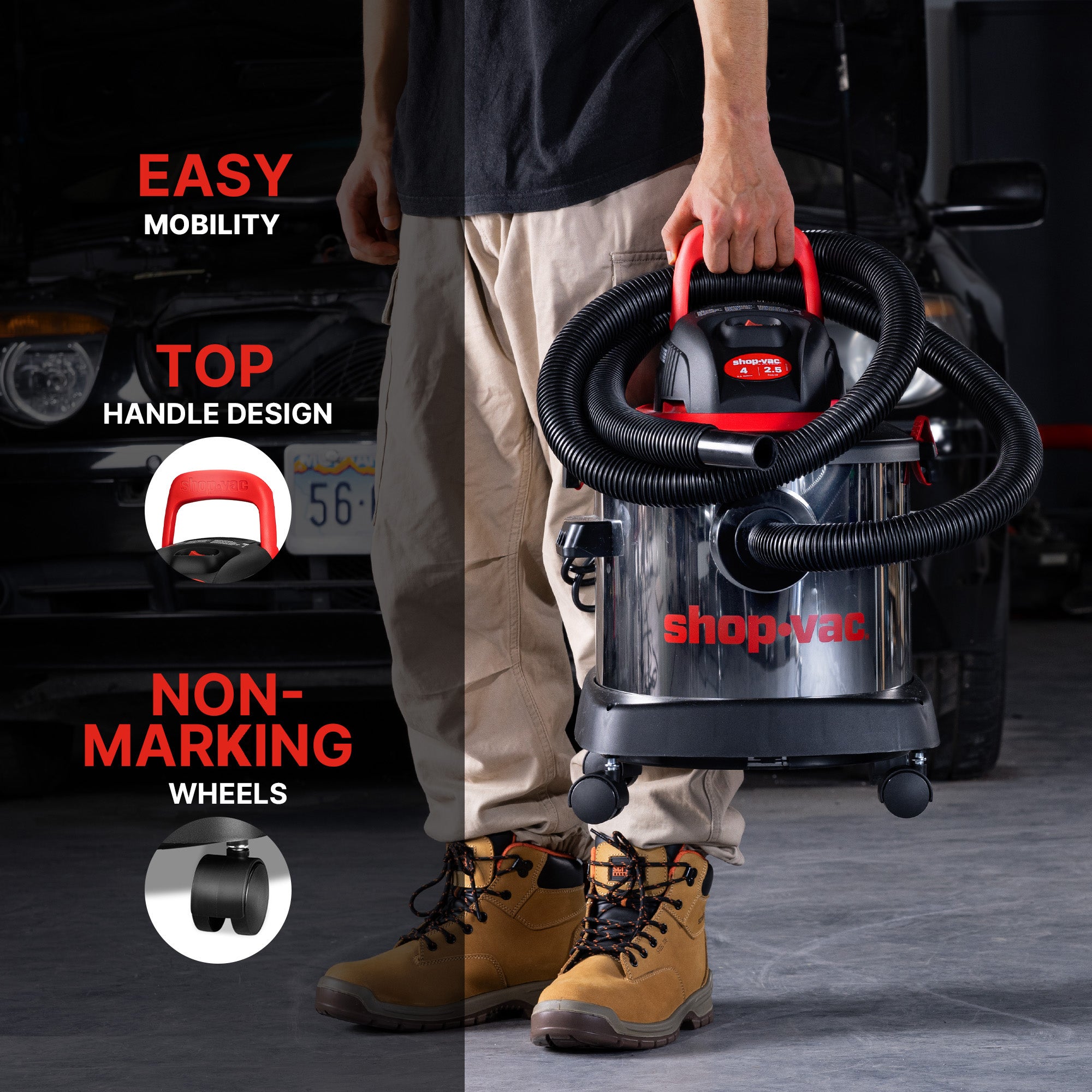 Shop-Vac® 4 Gallon 2.5 Peak HP Stainless Steel Wet/Dry Vac - Image 7